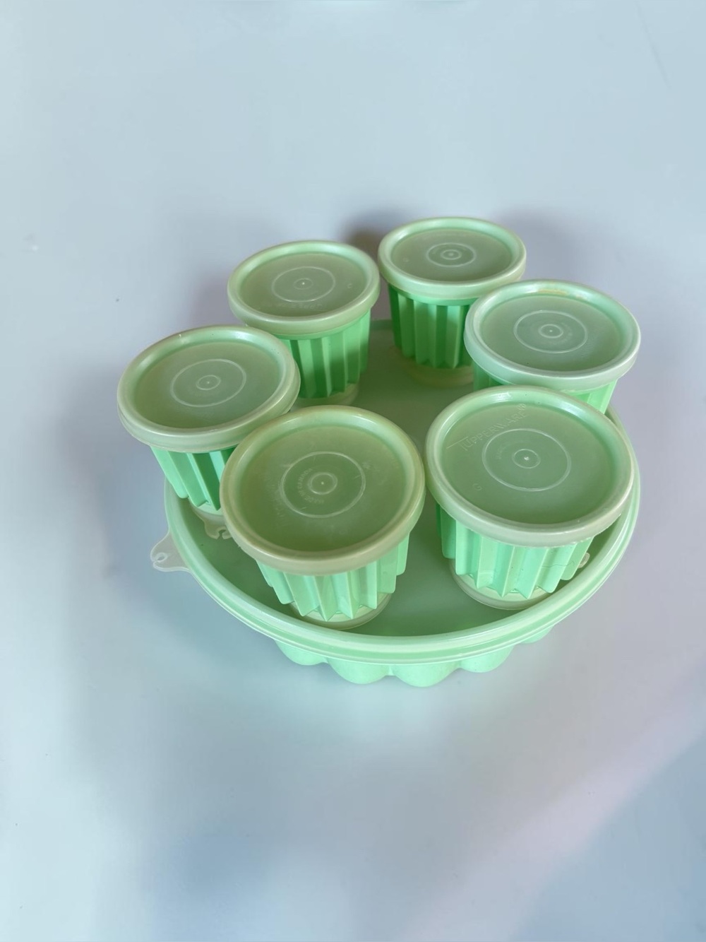 Vintage Tupperware Jel-N-Serve Mold Set Mint Green Made in Canada 6 Cups